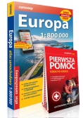 Europa atlas samochodowy 1:800 000 + Pierwsza pomoc - krok po kroku - ilustrowana instrukcja