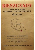 Bieszczady, szkicowa mapa szlaków turystycznych