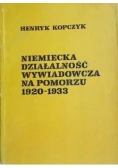 Niemiecka działalność wywiadowcza na pomorzu 1920-1933