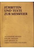 Furbitten und Texte zur Messfeier
