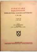 Inwentarz rękopisów Biblioteki Jagiellońskiej Nr 7001-8000 Część III