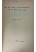 Zur Technik der Psychoanalyse und zur Metapsychologie, 1924 r.