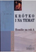 Krótko i na temat. Homilie na rok A