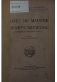Józef De Maistre a Henryk Rzewuski. Studjum porównawcze, 1925 r.