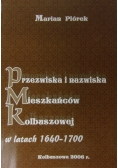 Przezwiska i nazwiska mieszkańców Kolbuszowej w latach  1640-1700