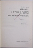 O znaczeniu filozofii dla krytyki i inne artykuły polemiczne