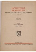 Inwentarz rękopisów Biblioteki Jagiellońskiej Nr 7001-8000 Część I