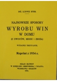 Najnowsze sposoby wyrobu win w domu reprint z 1934 r.