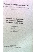 Beitrage zur Geschichte der Provincia Polonica Societatis Verbis Divini Verbum Supplementum 26