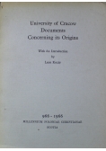 University of Cracow Documents Concerning its Origins