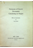 University of Cracow Documents Concerning its Origins