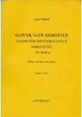 Słownik nazw osobowych i elementów identyfikacyjnych Sądecczyzny XV-XVII w. Część 1