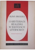 O kryteriach realizmu w badaniach literackich