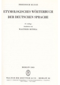 Etymologisches Worterbuch der Deutschen sprache