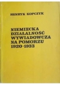 Niemiecka działalność wywiadowcza na pomorzu 1920-1933