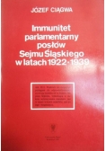 Immunitet parlamentarny posłów Sejmu Śląskiego w latach 1922-1939