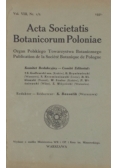 Acta societatis Botanicorum Poloniae, vol. VIII, Nr. 1/2., 1931 r.