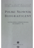 Polski słownik biograficzny, uzupełnienia i sprostowania do tomów od I do XL