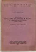 Recepcja Literatury Angielskiej w Polsce w okresie Modernizmu (1887-1918)