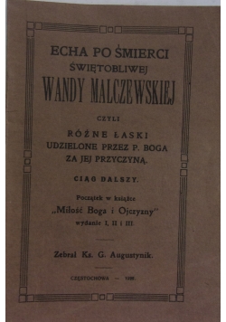 Echa Po Śmierci Świetobliwej Wandy Malczewskiej 1925 r.