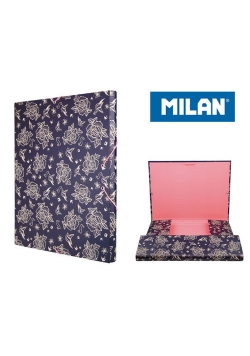 Teczka MILAN A4 gruba z gumką FLOWERS niebieska