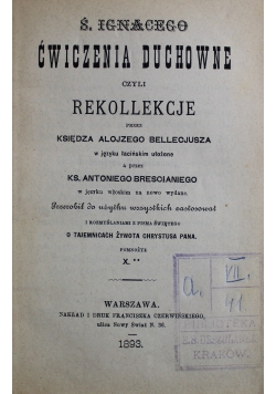 Ś. Ignacego Ćwiczenia Duchowne 1893 r.