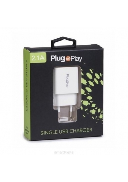 Ładowarka sieciowa 2.1A z portem USB PLUG&PLAY