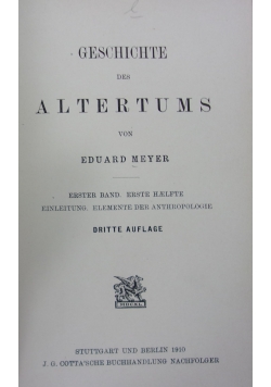 Geschichte des Altertums, 1909 r.