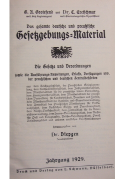 Das gesamte deutsche ynd preukische Gesekgebyngs=Materials, 1929r.