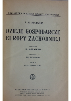 Dzieje gospodarcze Europy Zachodniej Tom II ok. 1926 r.