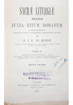 Sacrae Liturgiae praxis juxta ritum romanum , Tom II , 1903 r.
