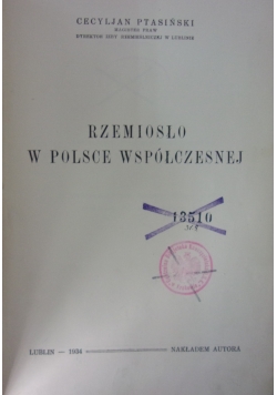 Rzemiosło w Polsce współczesnej, 1934 r.