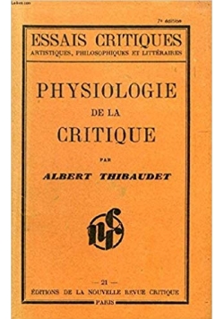Physiologie de La Critique,1930r.