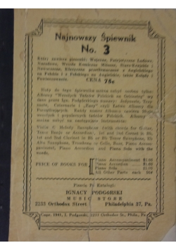 Najnowszy Śpiewnik, no. 3, 1941r.