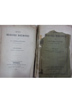 Kurs mechaniki rozumowej, zestaw 2 książek, 1873 r.