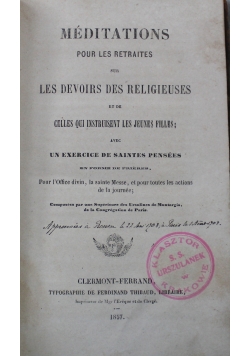 Meditations Pour Les Retraites 1857 r.