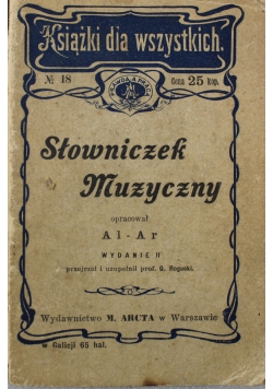 Słowniczek muzyczny 1907 r.