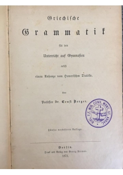 Hriechische Grammatik, 1871r.
