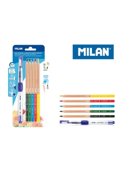Pędzel wodny MILAN 4mm + kredek akwarelowych