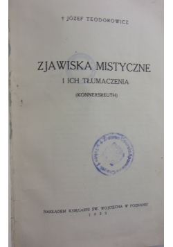 Zjawiska mistyczne i ich tłumaczenia, 1933 r.,