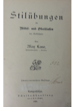 Stilübungen für mittel und Oberklassen der Boltschule, 1885 r.