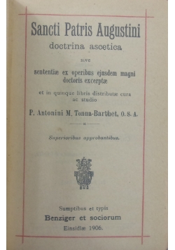 Sancti Patris Augustini doctrina ascetica, 1906r.