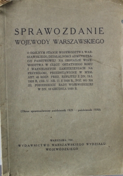 Sprawozdanie wojewody Warszawskiego  1931 r.