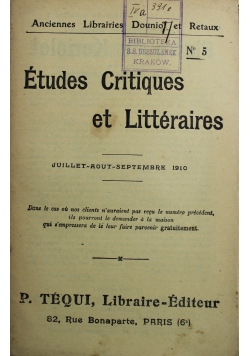 Etudes Critiques et Litteraires  Nr 5 1910 r.
