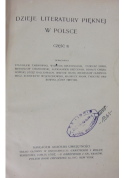 Dzieje Literatury pięknej w Polsce ,cz.III,1918r.