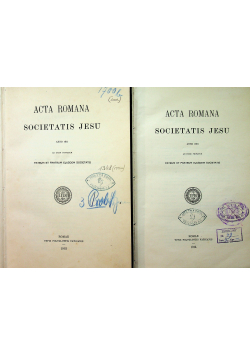 Acta Romana Societatis Jesu 2 tomy 1914 r.