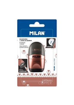 Temperówka + gumka Milan Capsule Cooper czarna