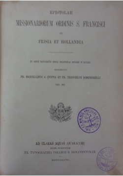Epistolae Missionariorum Ordinis S. Francisci ex Frisia et Hollandia, 1888 r.