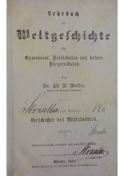 Lehrbuch der Weltgeschichte ,1878r.