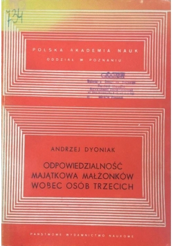 Odpowiedzialność majątkowa małżonków wobec osób trzecich